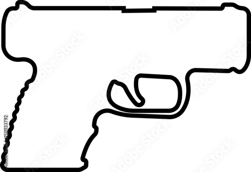 Pistol icon in line from army and war isolated on transparent background