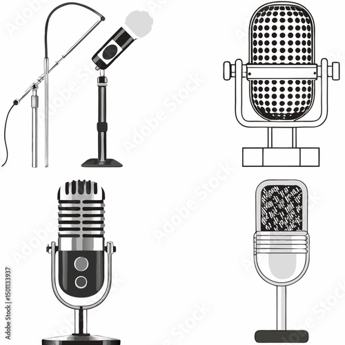 Vintage studio microphone for classic music and radio broadcast