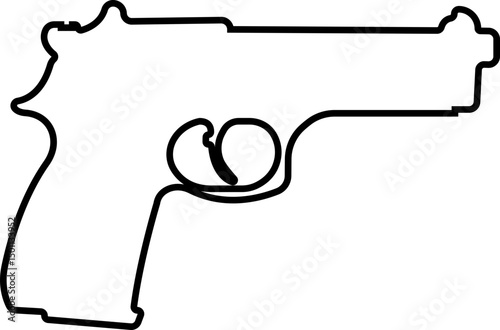 Pistol icon in line from army and war isolated on transparent background
