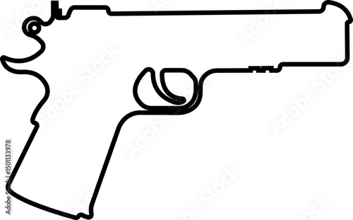 Pistol icon in line from army and war isolated on transparent background