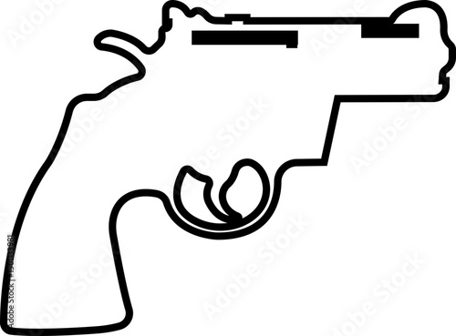 Pistol icon in line from army and war isolated on transparent background