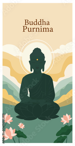 Buddha Purnima Vesak Celebration Vector Collection-02