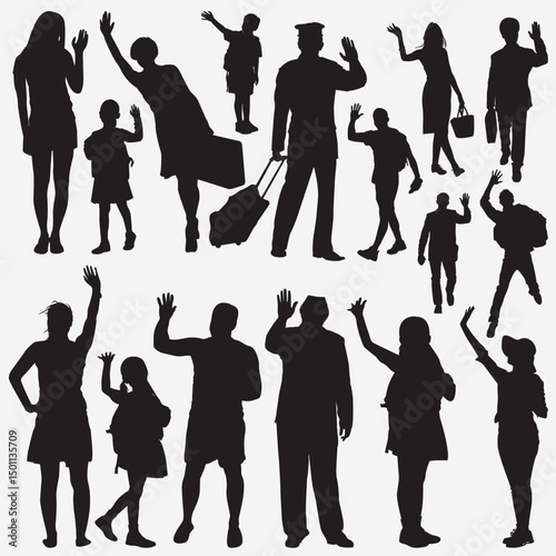 Human Silhouettes: Diverse silhouettes of individuals, each captured in a dynamic pose against a plain backdrop, representing different facets of everyday life and motion.