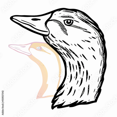 Goose Head Line Art Drawing Illustration