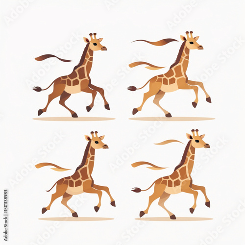 various illustrations of giraffes, including cartoon and realistic versions, on a white background.