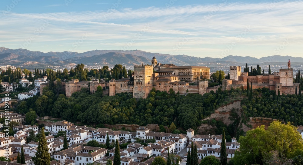 Obraz premium Photo Of Alhambra Palace And Granada Cityscape At Sunset In Spain