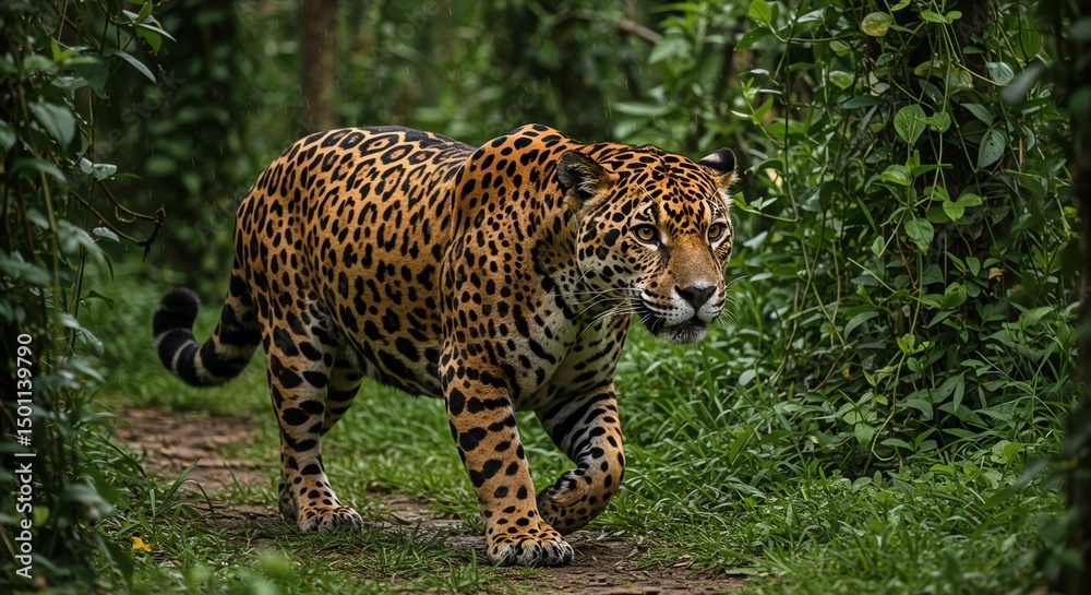 Obraz premium Jaguar Walking Through Jungle