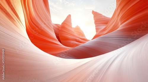 Swirling sandstone canyon walls, sunlit, vibrant hues