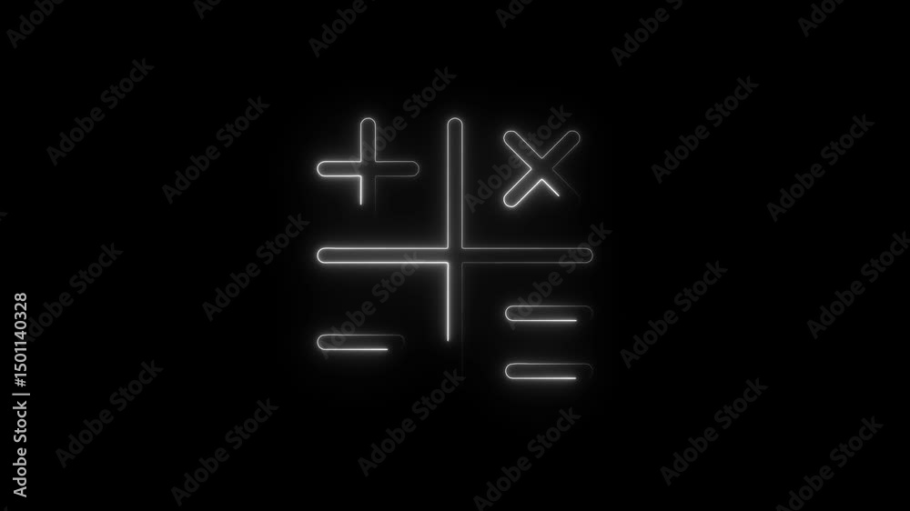 Glowing neon tic tac toe game graphic against a deep black backdrop background