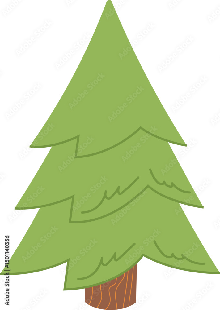 Obraz premium Cartoon Evergreen Tree