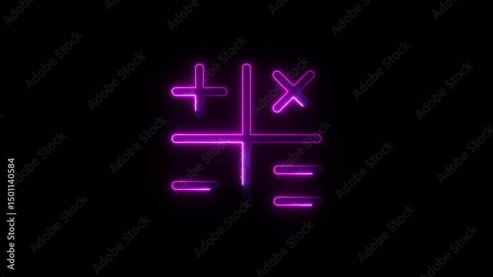 Glowing neon tic tac toe game animation against a dark background with dynamic lighting effects