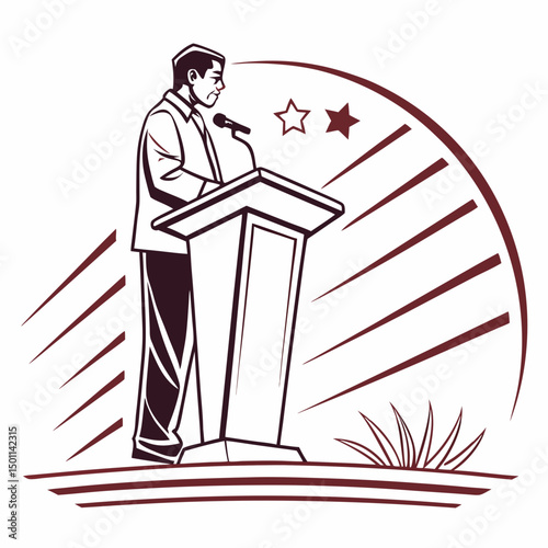 Podium Speaker vector design for digital use on shirts, cards, mugs, and more.