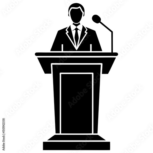 Podium Speaker vector design for digital use on shirts, cards, mugs, and more.