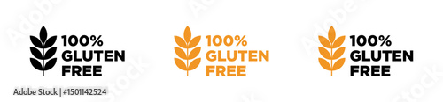 Gluten free icons set on white background