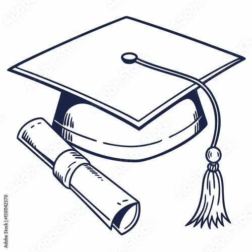 Academic Hat vector design for digital use on shirts, cards, mugs, and more.