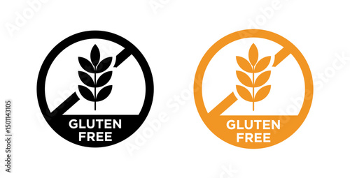 Gluten free icons set on white background
