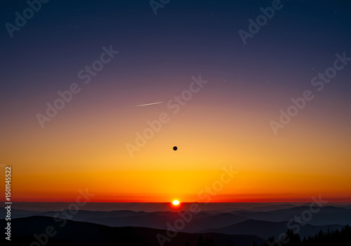 Sunrise Hot Air Balloon Stunning Aerial View isolated on transparent background