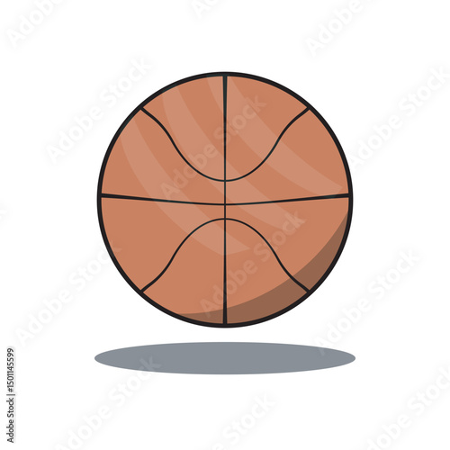 Clean vector image of a basketball with distinct black lines and soft shadows. Ideal for sports designs, educational materials, or recreational graphics.