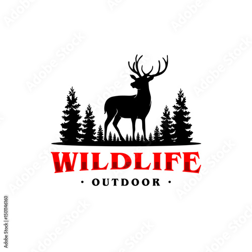 wildlife outdoor deer logo vector