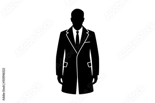 Silhouette of man in suit and tie formal attire