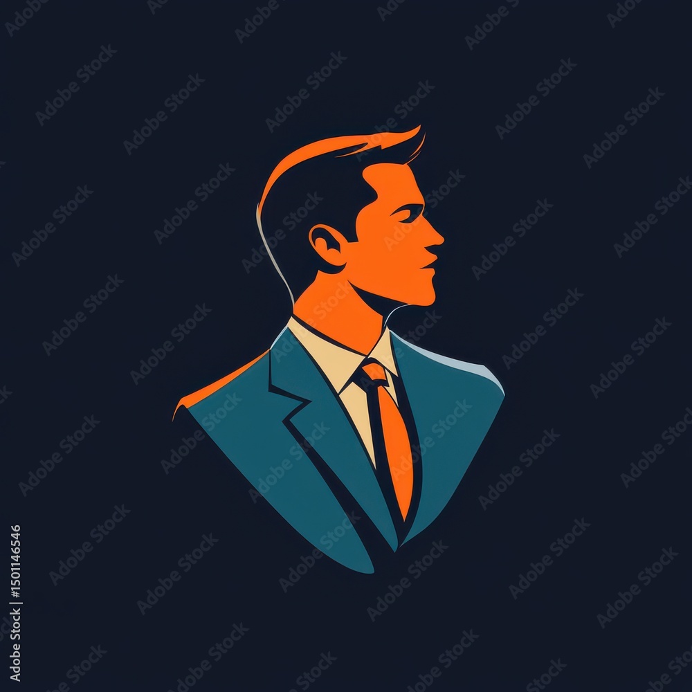 Professional male figure in suit looking sideways on dark background Professional male figure in suit looking sideways on dark background