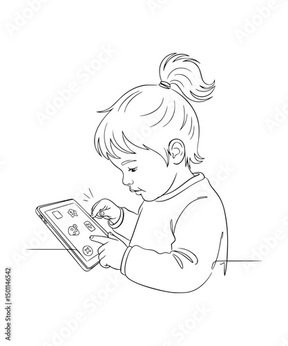 Child playing on tablet