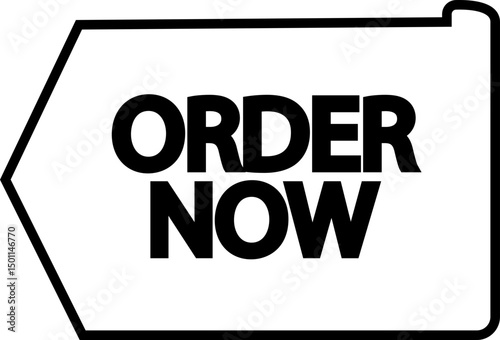 Order now ribbon icon in line. isolated on transparent background