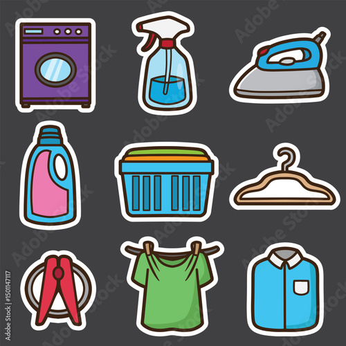 set of laundry good for sticker, badge, element design, icon, etc