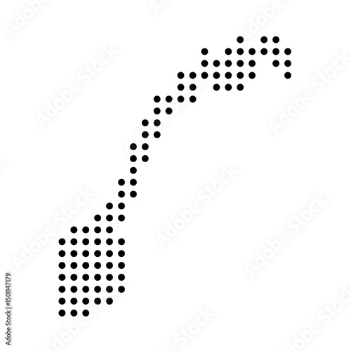 Norway country dotted map. Black spot pixel illustration isolated on white background. Vector circle mosaic.