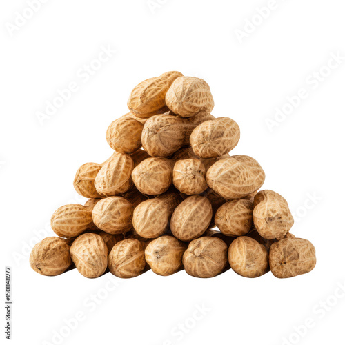 Peanut pile, pyramid isolated on transparent PNG background