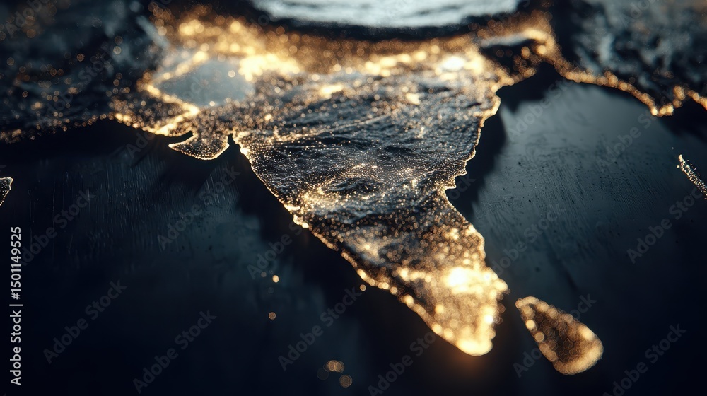 Fototapeta premium Close-up view of a stylized world map projection.