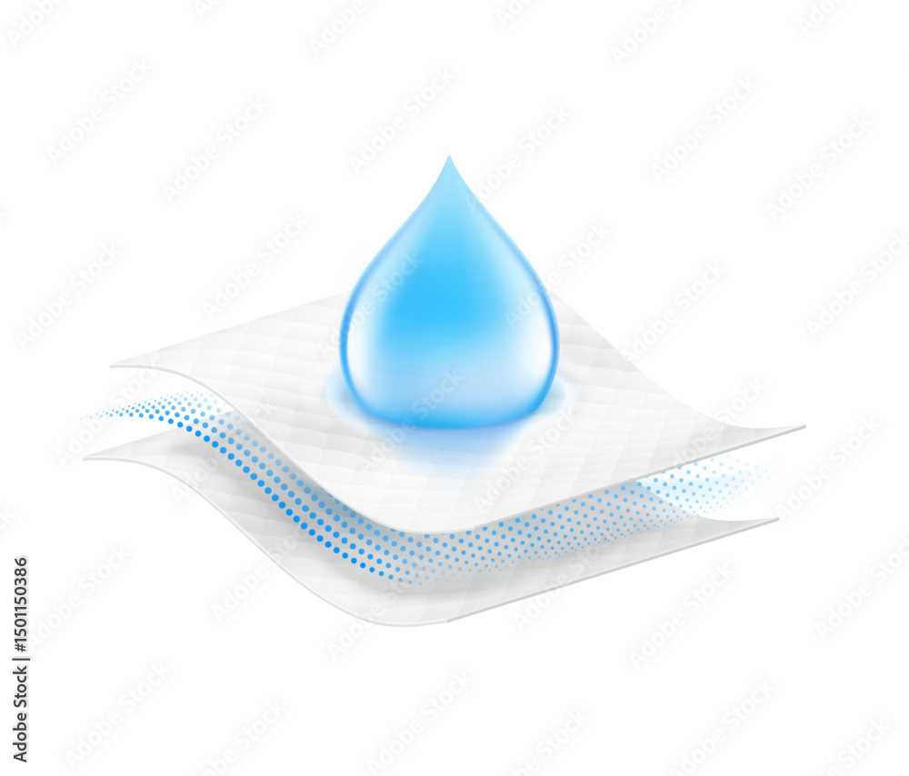Drop with two wavy layers and an intermediate layer. Vector illustration isolated on white background. Template for your product. EPS10.