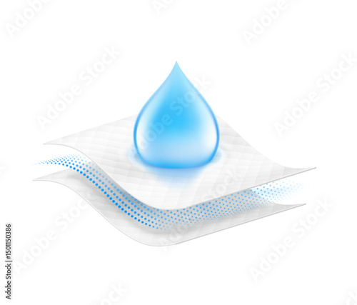 Drop with two wavy layers and an intermediate layer. Vector illustration isolated on white background. Template for your product. EPS10.