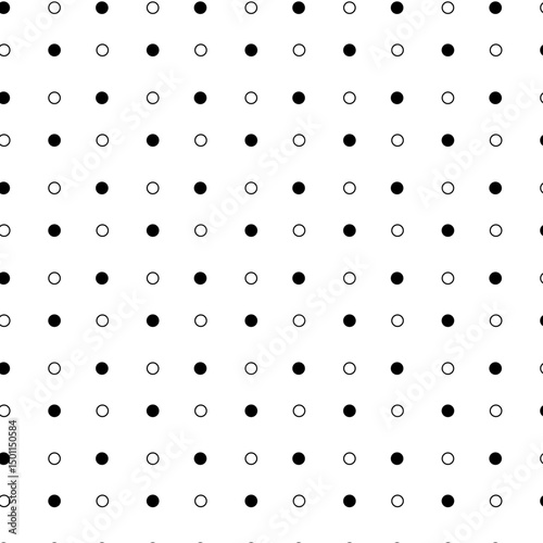 Circles round polka dots Seamless pattern. Vector graphic line illustration. Black and white Banner, poster, wrapping paper, sticker, print, modern textile design.