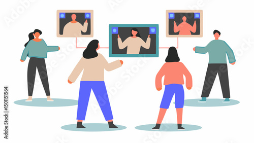 Remote team enthusiastically collaborates in a vibrant virtual meeting fostering connection with