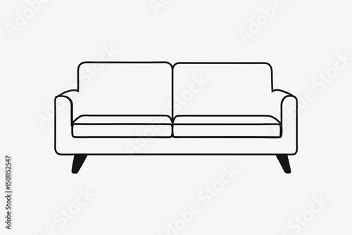 Modern Vector Minimalist Couch Line Drawing