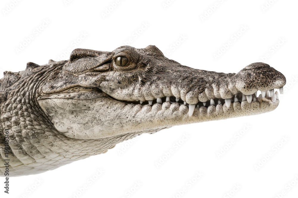 Fototapeta premium Reptilian head, close-up isolated on transparent PNG background