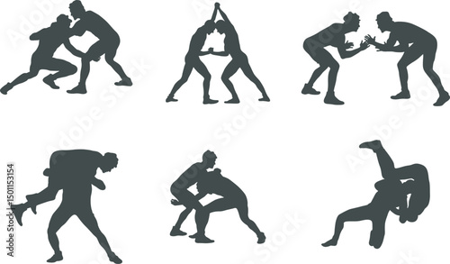 Wrestling silhouettes, Wrestling silhouette set, Wrestling and Boxing silhouette,  Wrestling SVG
