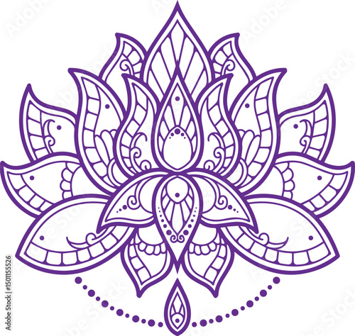 Beautiful Lotus Mandala – Ideal for Henna, Tattoos, Photography, and Coloring Books | Islamic, Hindu, Buddhist, Indian, Pakistani, Chinese, and Arabic Inspired | Vector Pro Illustration