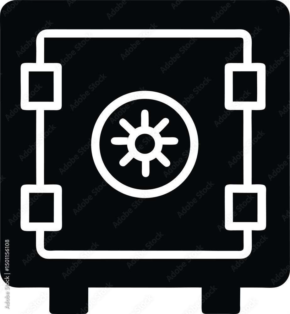 bank vault for money saving an silhouette icon bank vault for money saving an silhouette icon