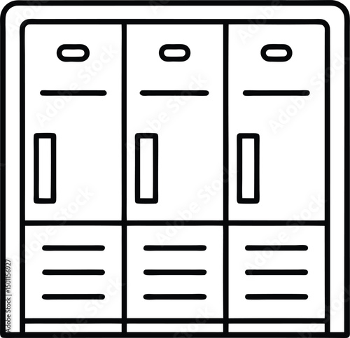 locker, room, office locker outline isolated vector icon