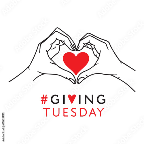 Giving Tuesday Heart Hands Illustration,
Charity Donation Love Concept Drawing,
Hands Forming Heart for Giving Tuesday,
Minimalist Hands Holding Red Heart,
Love and Kindness Charity Illustr