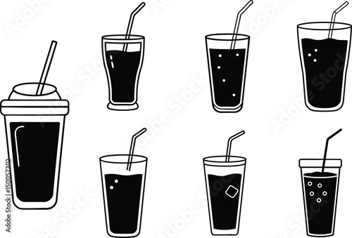 coffee tray line art cup icon.