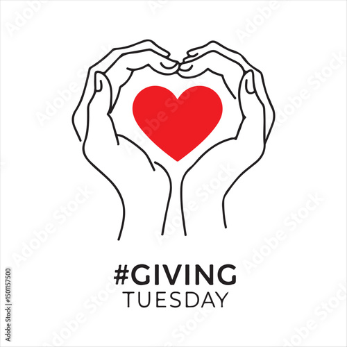Giving Tuesday Heart Hands Illustration,
Charity Donation Love Concept Drawing,
Hands Forming Heart for Giving Tuesday,
Minimalist Hands Holding Red Heart,
Love and Kindness Charity Illustr,