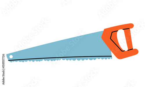 2hacksaw for wood. An isolated illustration. Gardening and construction equipment. Seasonal work. A product for agricultural crops. Suitable for ecology, garden, cleaning, household, packaging design