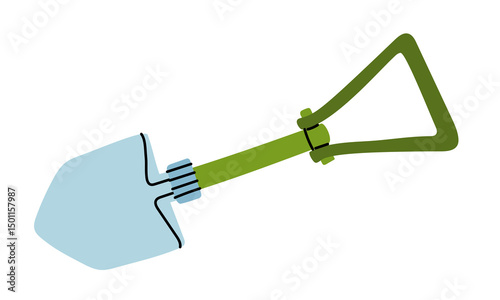 shovel is collapsible. An isolated illustration. Gardening, construction equipment. Seasonal work. product for agricultural crops. Suitable for ecology, garden, cleaning, household, packaging design