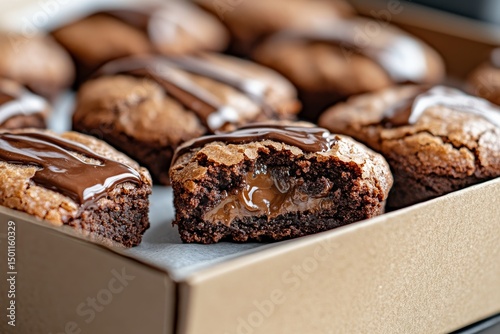 Chocolate cookies with creamy chocolate filling. Generative AI photo