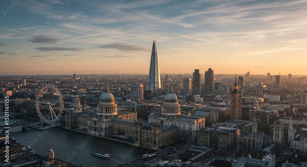 Fototapeta premium London Skyline at Sunset Cityscape