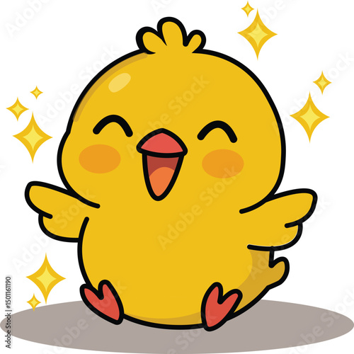 Cute kawaii duck illustration adorable cartoon bird design