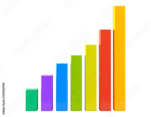Free Download Colorful 3D Bar Chart Showing Growth and Progress - GFXLoad